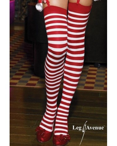 BESTOYARD Collants de Noël à rayures rouges et blanches sur les chaussettes  pour femmes filles taille libre,Blanc et Rouge,48 x 10 x 0,2 cm :  : Mode