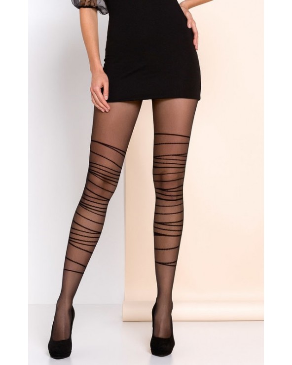 Collant noir à motif de lacet sexy autour de la jambe