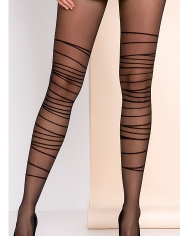 Collants fantaisie voile noir avec une ligne sur l'arrière des jambes -  S1302