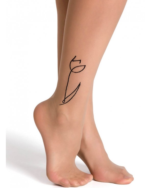 Collant fantaisie dessin tatouage fleur