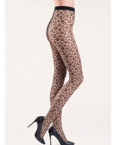 Collant fantaisie léopard noir ou beige Caty