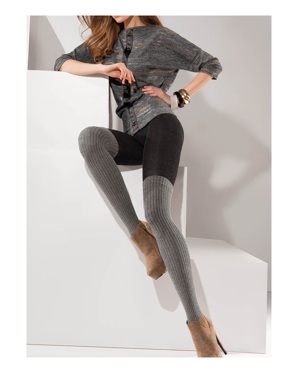 Chaussettes et collants Femme Gris : Chaussettes et collants